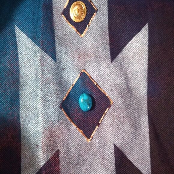 Vintage Sundance Denim Wear Aztec Pattern Poncho - Picture 4 of 9